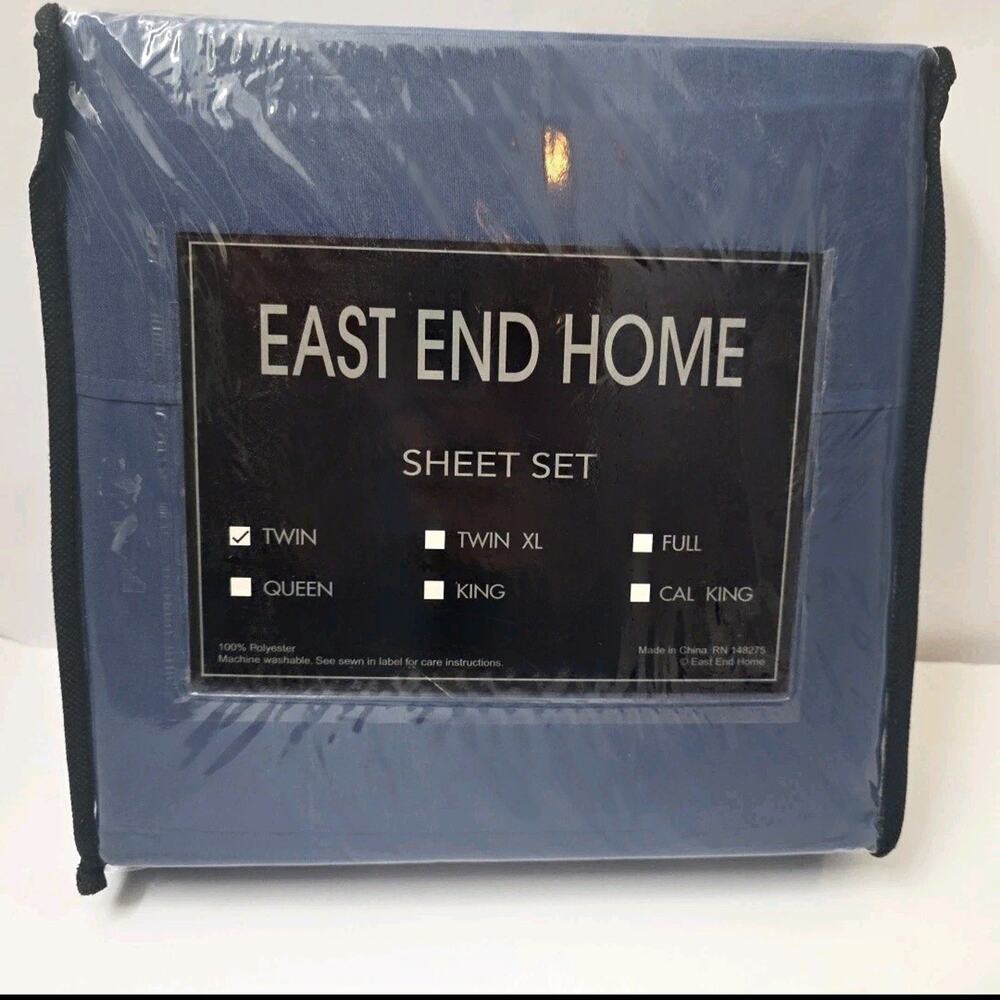 East End Home Twin Sheet Set Blue Indigo 3 Piece Microfiber Bedding New